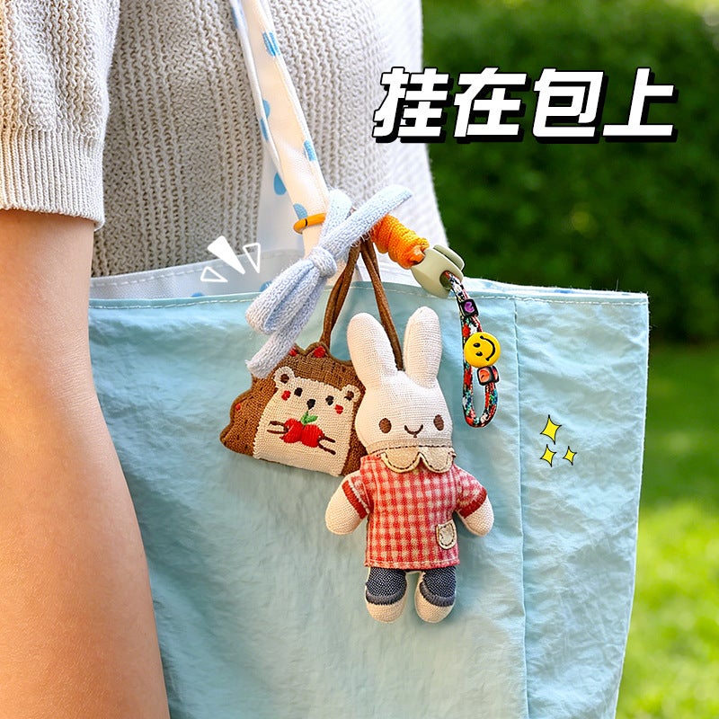 Handmade Cute Rabbit Plush Keychain, Forest Style, Bag Charm - Image 4