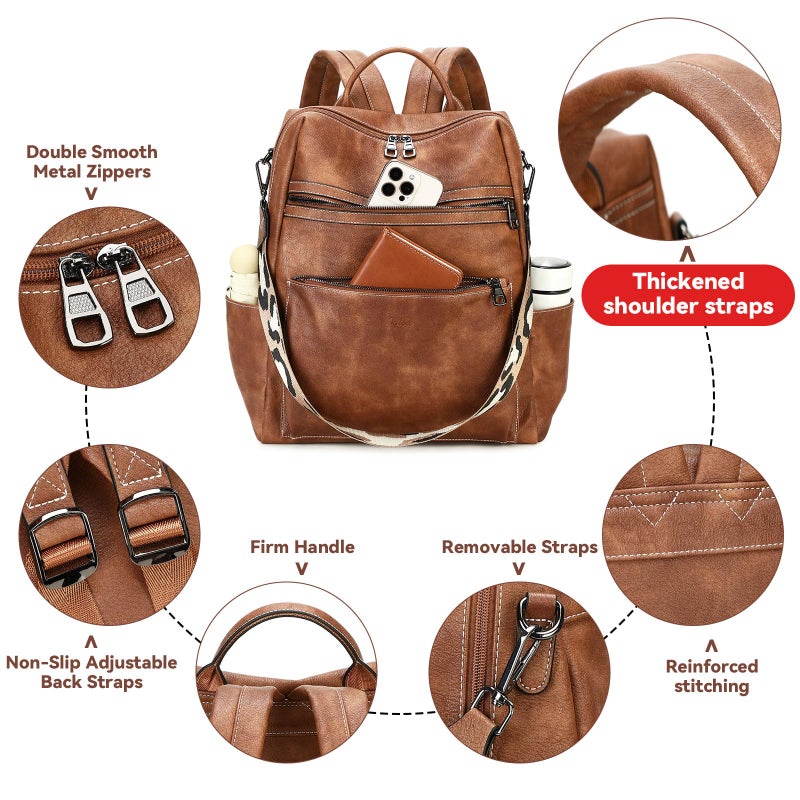 AGLOD Vegan Leather Laptop Backpack for Women 15.6 Inch Work Backpack Purse for Travel College - Image 2