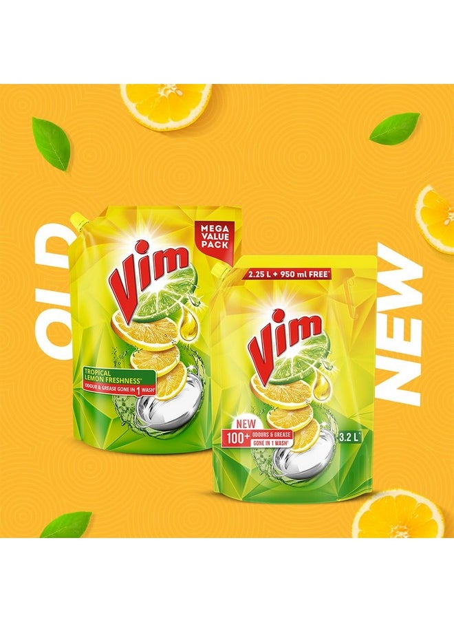 Vim Dishwash Liquid 3.2L | Removes 100+ Odours & Grease In 1 Wash | Infused With Power Of Lemons That Leaves No Residue  - Image 3