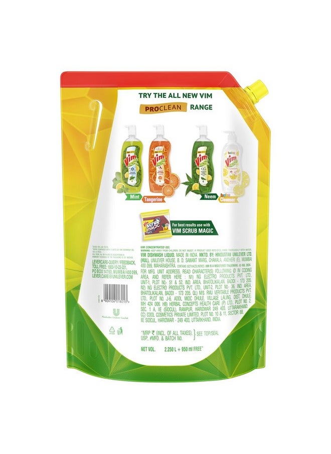 Vim Dishwash Liquid 3.2L | Removes 100+ Odours & Grease In 1 Wash | Infused With Power Of Lemons That Leaves No Residue  - Image 2