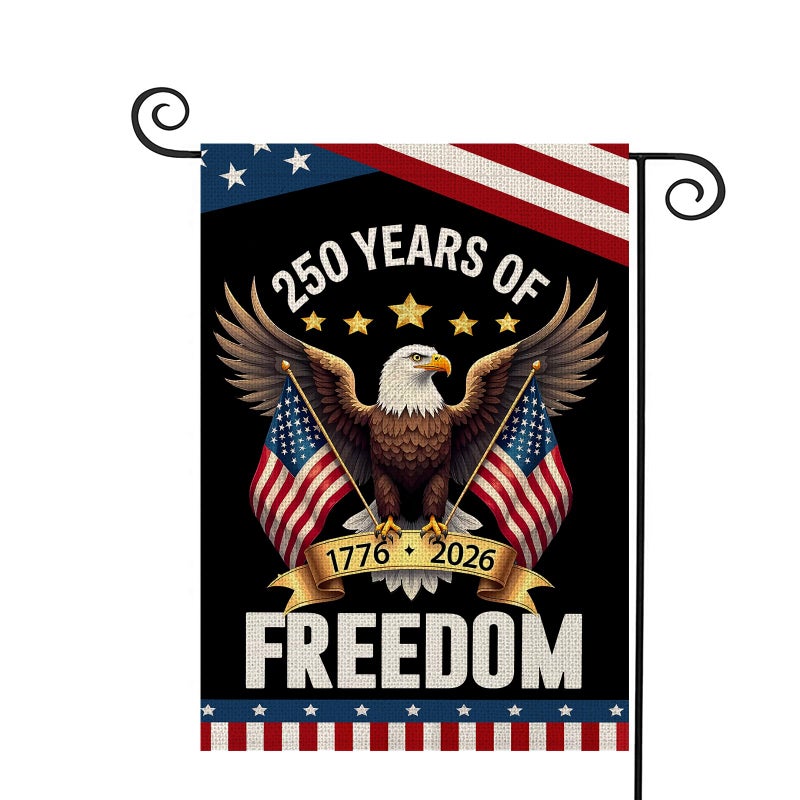 WENWELL 250 Years Anniversary Garden Flag,250th Anniversary USA Patriotic Banner Double-Sided with Eagle Design, 1776-2026 Commemorative, 12 x 18 Inch - Image 1
