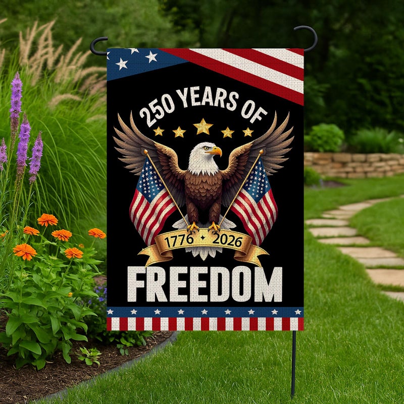 WENWELL 250 Years Anniversary Garden Flag,250th Anniversary USA Patriotic Banner Double-Sided with Eagle Design, 1776-2026 Commemorative, 12 x 18 Inch - Image 2