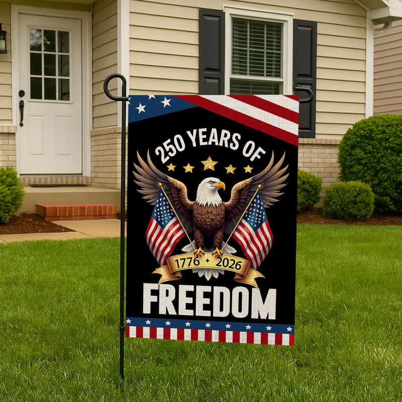 WENWELL 250 Years Anniversary Garden Flag,250th Anniversary USA Patriotic Banner Double-Sided with Eagle Design, 1776-2026 Commemorative, 12 x 18 Inch - Image 5
