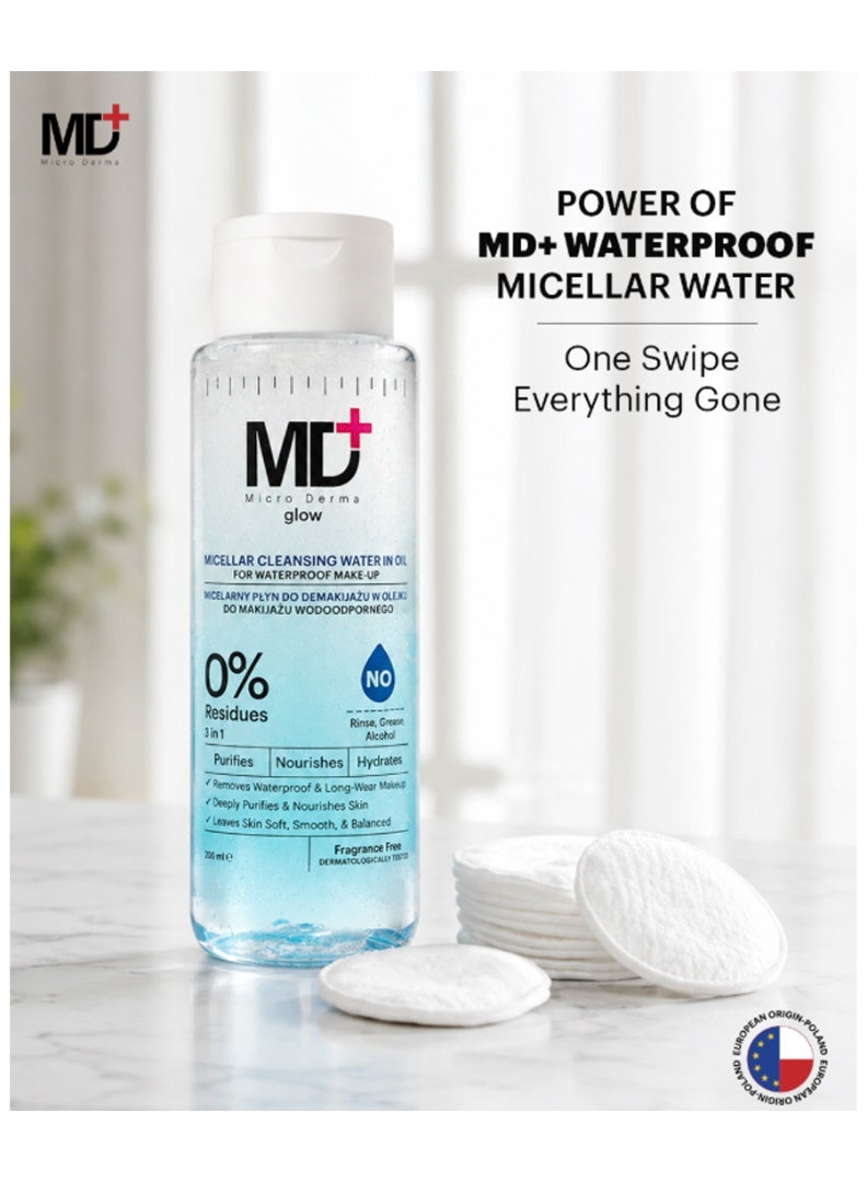MD Glow Micellar Cleansing Water In Oil For Waterproof Make Up 200ML - Image 5