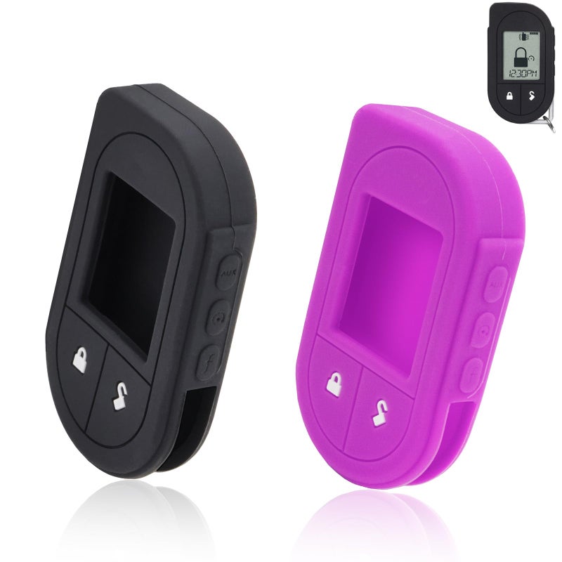 Niuohoy Remote Case for Viper Remote Start Soft Silicone Protective Cover Key Fob Case Shell with Button for Viper 2 Way 5706 4706 7756V 7351V 7752V Purple Black - Image 3