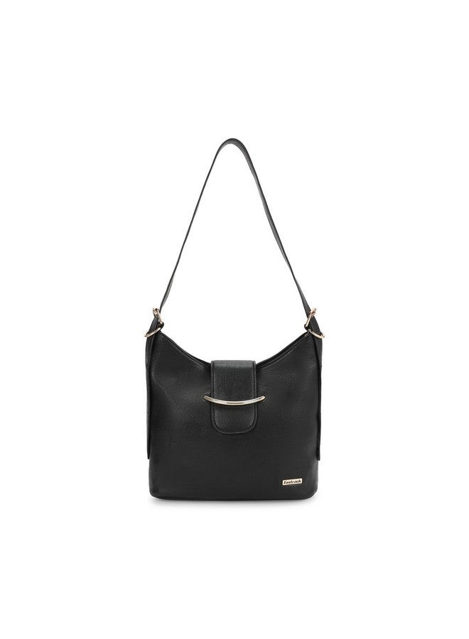 Fastrack Solid Hobo Bag For Women, Girls and Ladies with Adjustable Sling Straps | Shoulder Bags | Ladies Purse Handbag | Shoulders For Casual Carry, Black - Image 1