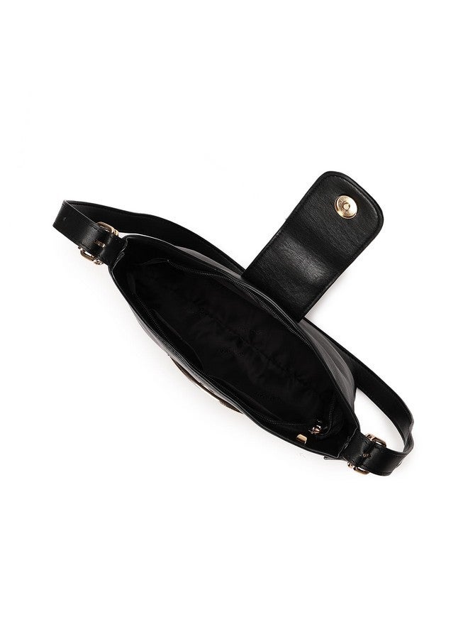 Fastrack Solid Hobo Bag For Women, Girls and Ladies with Adjustable Sling Straps | Shoulder Bags | Ladies Purse Handbag | Shoulders For Casual Carry, Black - Image 5