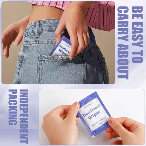 Dyrfolm 200 Pcs Underarm Deodorant Wipes,Travel Deodorant Wipes,Individually Wrapped Antiperspirant Wipe,Sweat Body Wipe for Women Men Adults Sports Travel Essentials (Purple) - Image 4