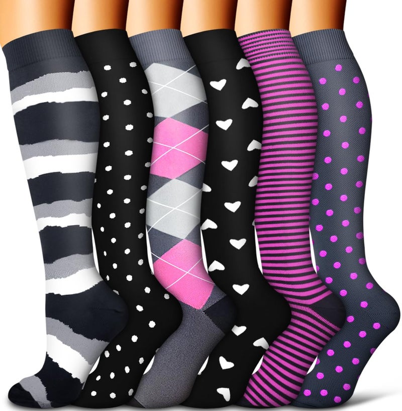 COOLOVER Copper Compression Socks for Women and Men(6 Pairs)-Best Support for Running, Athletic, Nursing, Travel - Image 1