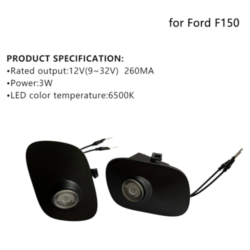 MKRLSTKM 2Pcs Side Mirror Logo LED Welcome Lights Puddle Lamp Projector Door Light Floor Light Accessories Suitable for Ford F150 F250 F350 2015 2016 2017 2018 2019 2020 2021 2022 2023 2024 2025 - Image 3