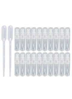 lasenersm 20 Pieces 2ml Portable Refillable Spray Bottle Clear Plastic Spray Bottle Cute Sample Vial Cosmetic Atomizers Spray Bottle Container with 2 Pieces 3ml Dropper for Perfume Essential Oils (2ml) 