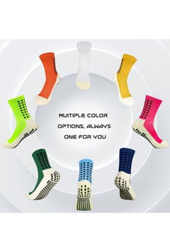 Generic Men's Soccer Socks Anti Slip Non-Slip Grip Pads for Football Basketball Sports Grip Socks, 4 Pair  - Image 2