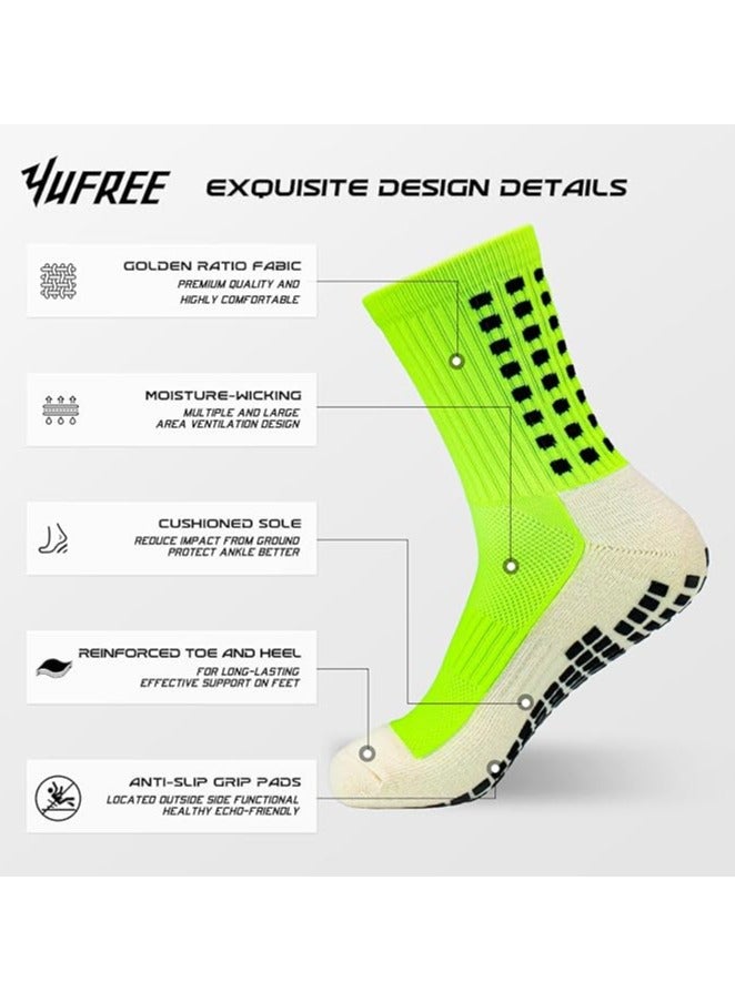 Generic Men's Soccer Socks Anti Slip Non-Slip Grip Pads for Football Basketball Sports Grip Socks, 4 Pair - Image 4