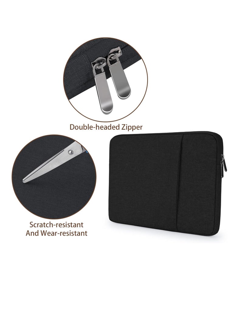 Zexen 13 inch Laptop Sleeve Bag Compatible with MacBook Air Mac Pro M1 Surface Lenovo Dell HP Computer Bag Accessories Polyester Case with Pocket (Black)  - Image 2