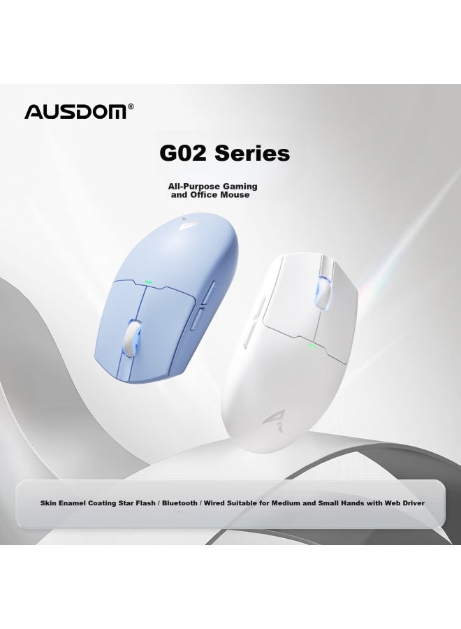 Ausdom G02 Wireless Gaming Mouse Lightweight Programmable Rgb Three-mode Connection White G304 - Image 1