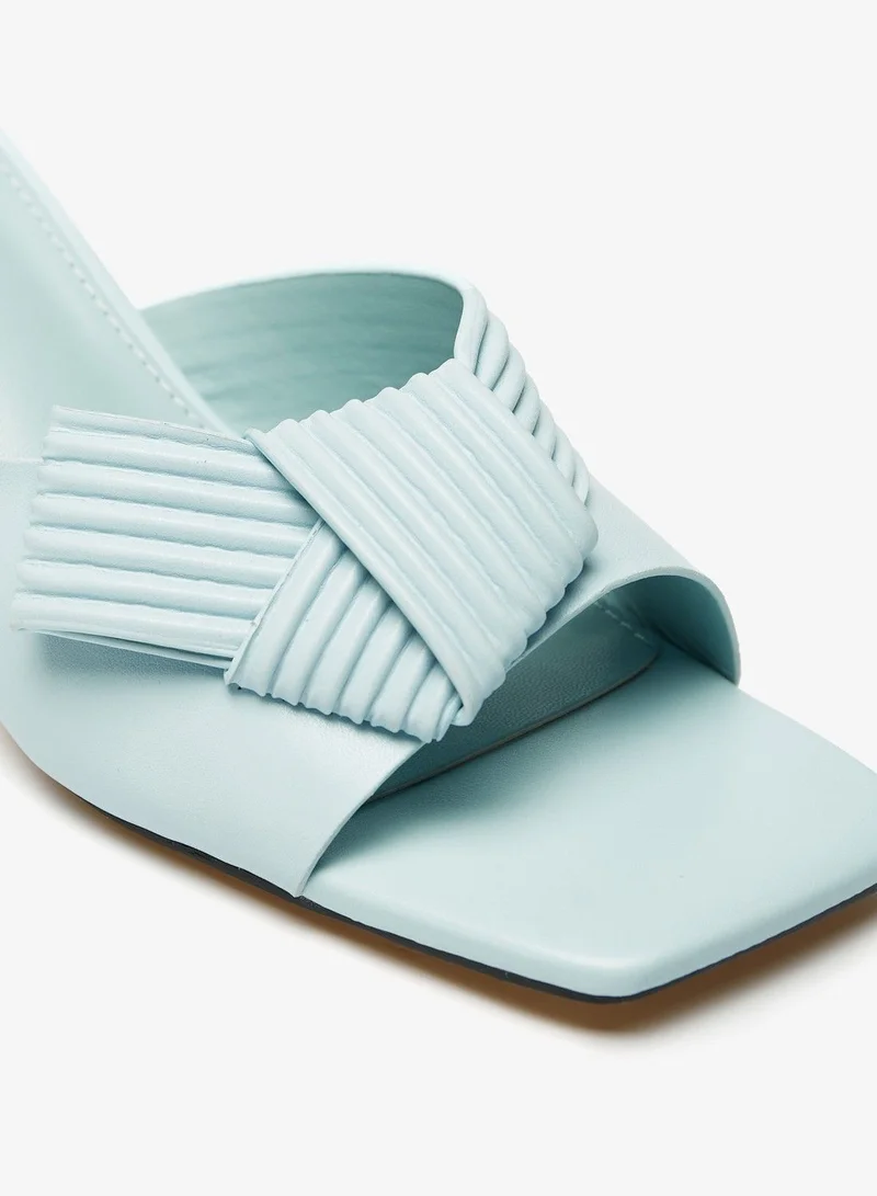 Flora Bella Textured Slip On Sandals with Kitten Heels and Knot Detail