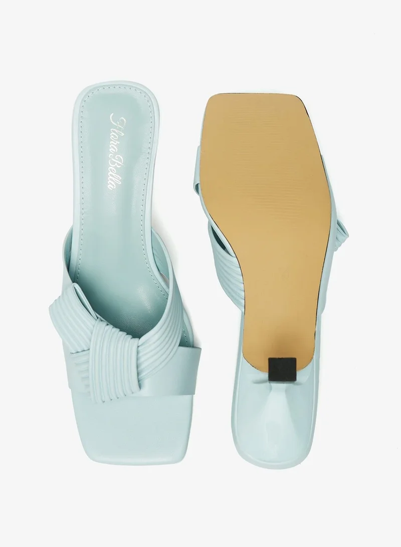 Flora Bella Textured Slip On Sandals with Kitten Heels and Knot Detail