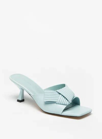 Flora Bella Textured Slip On Sandals with Kitten Heels and Knot Detail