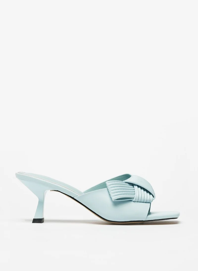 Flora Bella Textured Slip On Sandals with Kitten Heels and Knot Detail