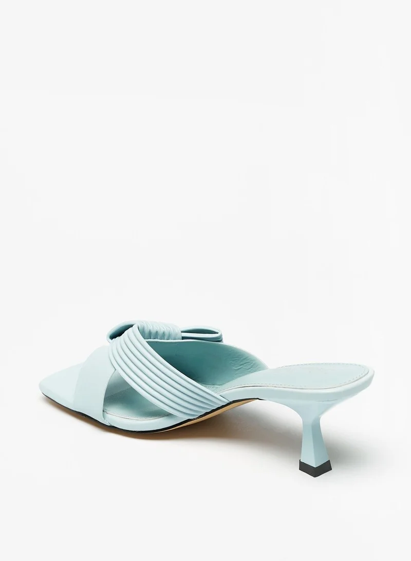 Flora Bella Textured Slip On Sandals with Kitten Heels and Knot Detail
