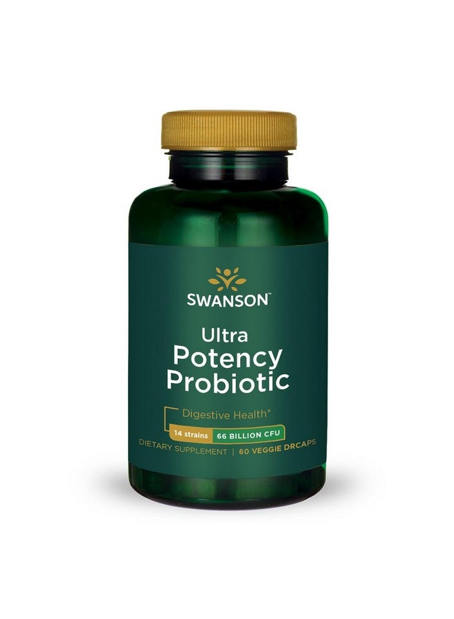 Swanson Ultra Potency Probiotic Digestive Health Immune System Support 66 Billion CFU Prebiotic NutraFlora scFOS 60 DRcaps Veggie Capsules (Caps) - Image 1