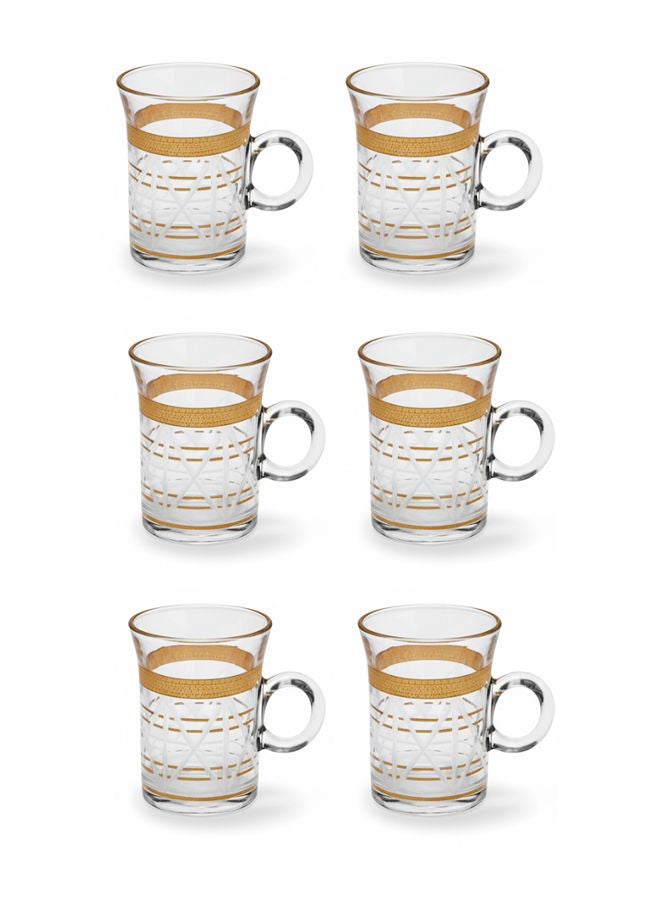 Dove 6-Piece Glass Tea Cup Set Clear/Gold 90ML - Image 1