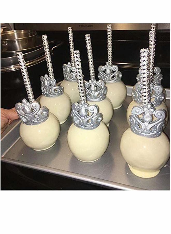 Y&D Candy Apple Bamboo Sticks, 36 Pack Caramel Wooden Bling Pointed Skewers, Food Sticks for Rice Krispy Treats Cookie Pops Brownies Homemade Corn Dogs with Glass Bag Glitter Ribbons Tie  - Image 3