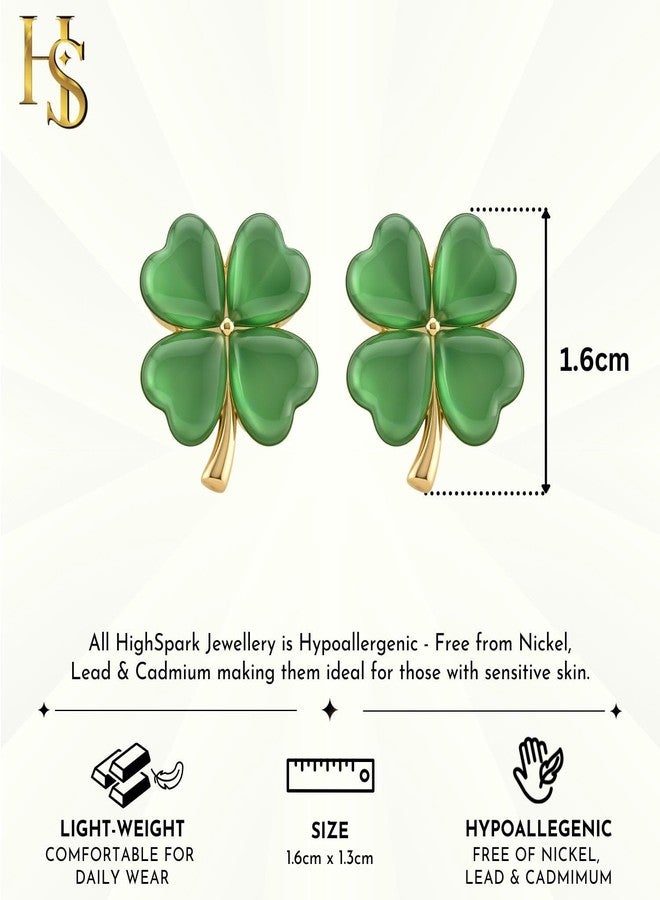 HighSpark St. Patrick's Day Earrings for Women | Irish Shamrock Earrings | Green Heart Clover | Lovely Jewelry Gift - Heart Flower Green - Image 2