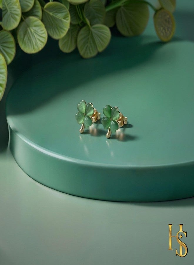 HighSpark St. Patrick's Day Earrings for Women | Irish Shamrock Earrings | Green Heart Clover | Lovely Jewelry Gift - Heart Flower Green - Image 5