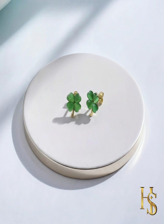 HighSpark St. Patrick's Day Earrings for Women | Irish Shamrock Earrings | Green Heart Clover | Lovely Jewelry Gift - Heart Flower Green - Image 3