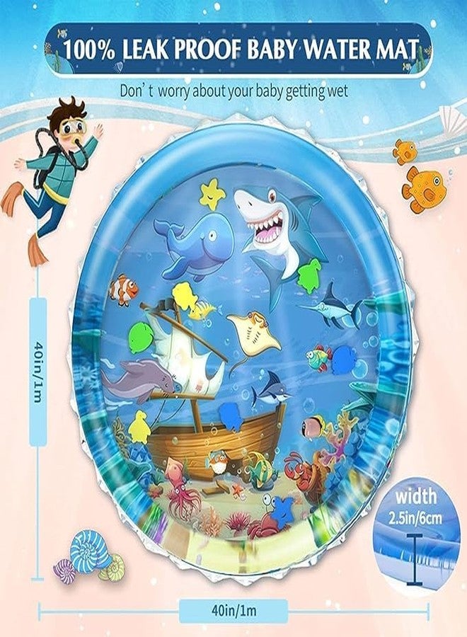 DORLANK 40''X40'' inch Baby Kids Water Play Mat Toys Inflatable Tummy Time Leak Proof Water Play Mat, Fun Activity Play Centre Indoor and Outdoor for Baby (Blue) - Image 3