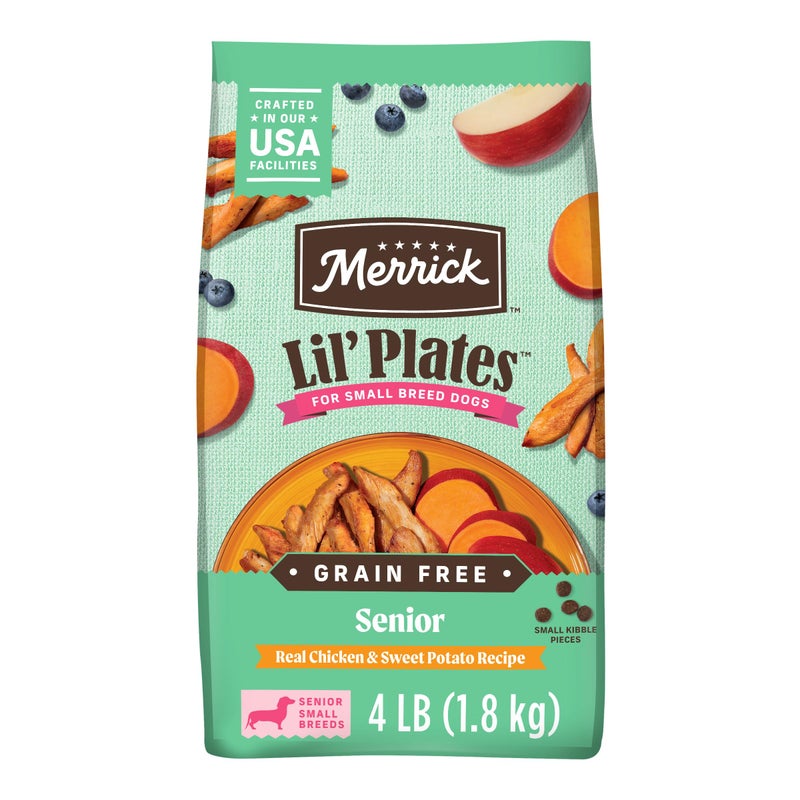 Merrick Lil Plates Premium Grain Free Senior Dry Dog Food For Small Dogs Real Chicken Sweet Potato Kibble 40 lb Bag