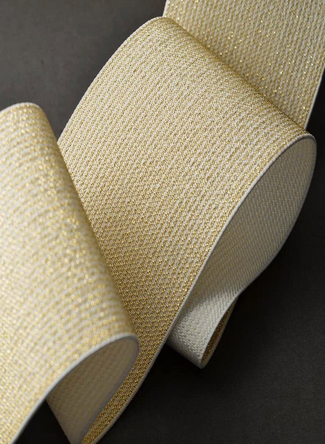 Trim 3" Metallic Elastic Stretch Ribbon, Elastic Band, TR-11201 3" (75mm) Gold TR-11201-GD-2Y - Image 2