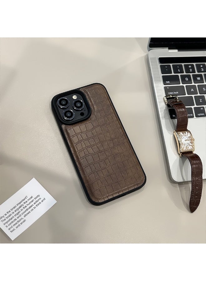 NIBEMINENT Crocodile Skin Pattern Protective TPU Case Cover For iPhone 16, Brown
