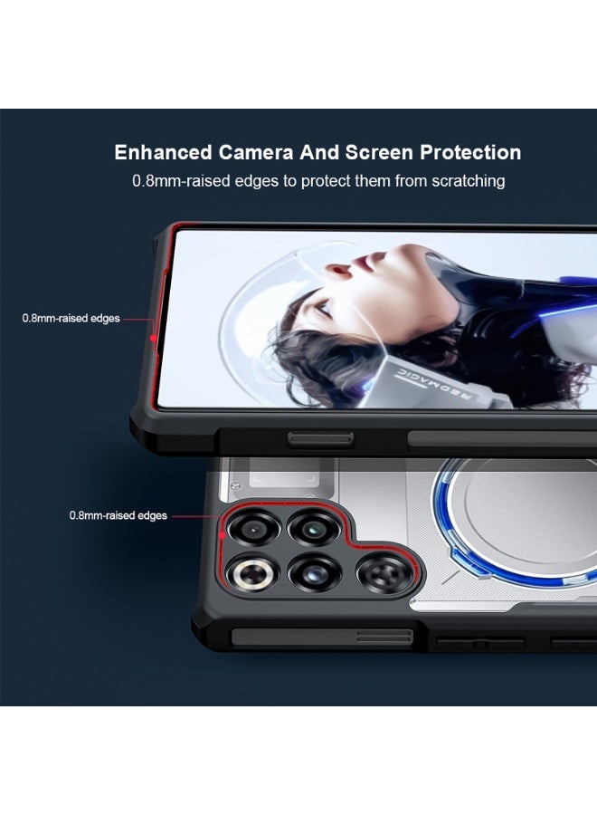 إكسوند جراب لهاتف ZTE Nubia Red Magic 11 Pro / 11 Pro+، مزود بحامل دوّار بزاوية 360°، غطاء خلفي مصنوع من مواد TPU+PC مقاومة للصدمات، بخامة شفافة مقاومة لبصمات الأصابع، مقاوم لاصفرار، نحيف ويوفر حماية شاملة. - Image 4