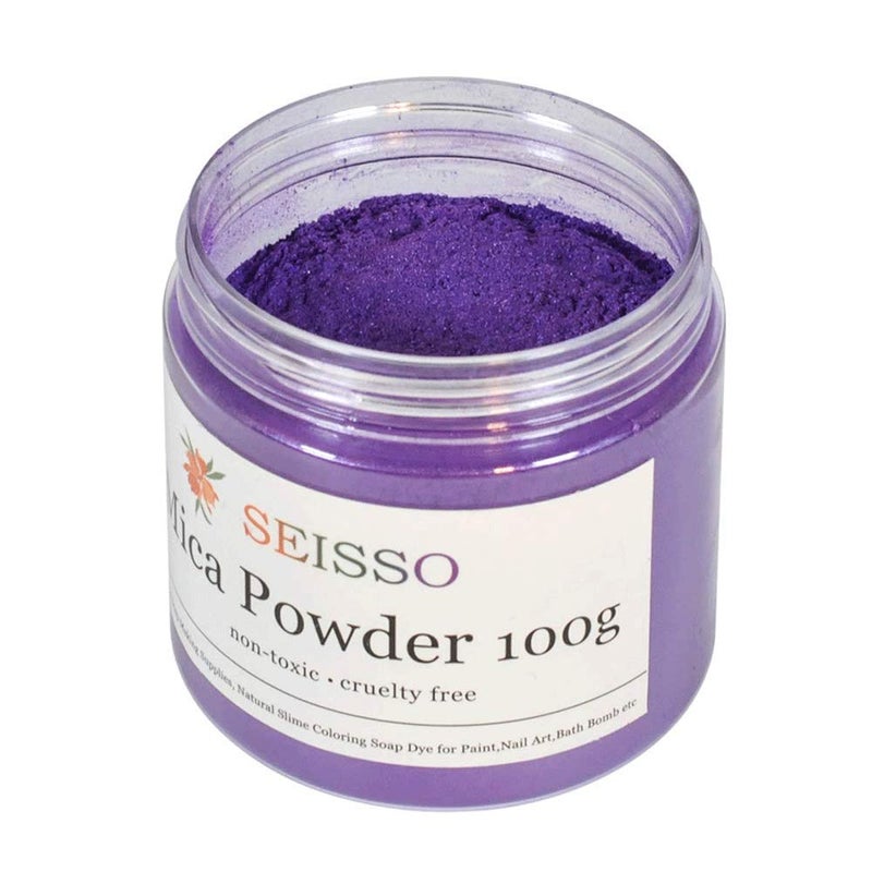 SEISSO Purple Mica Powder for Epoxy Resin 3.5 oz /100g Powdered Pigment for Soap Colorant Bath Bomb Dye, Cosmetic Grade for Lip Gloss, Acrylic Nails Polish, Craft Projects - Image 1