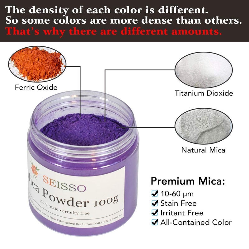 SEISSO Purple Mica Powder for Epoxy Resin 3.5 oz /100g Powdered Pigment for Soap Colorant Bath Bomb Dye, Cosmetic Grade for Lip Gloss, Acrylic Nails Polish, Craft Projects - Image 3