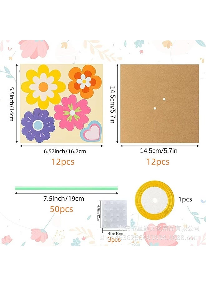 MXN Paper Flower Bouquet Craft Kit - 12 Pcs Flower Bouquet Craft for Kids Make Your Own Bunch of Flowers Teacher Appreciation Week DIY Thankful Gift Set School Classroom Home Fun Activities - Image 2