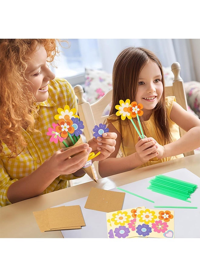 MXN Paper Flower Bouquet Craft Kit - 12 Pcs Flower Bouquet Craft for Kids Make Your Own Bunch of Flowers Teacher Appreciation Week DIY Thankful Gift Set School Classroom Home Fun Activities - Image 5