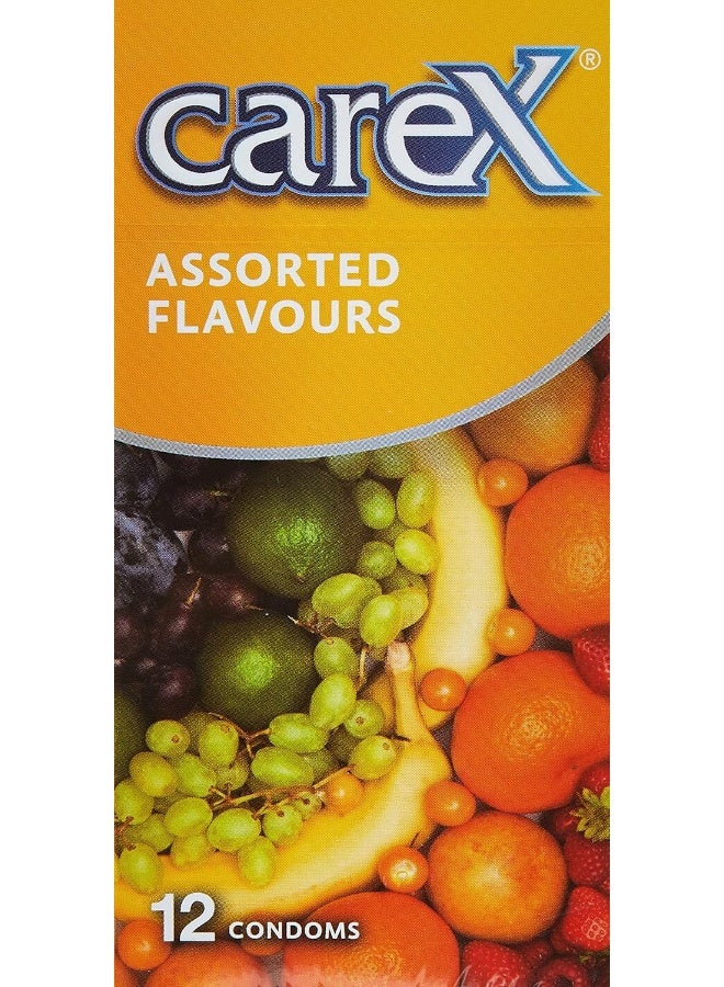 Carex Assorted Flavours Condoms | Delicious Fruity Sensation | 12 Count - Image 1