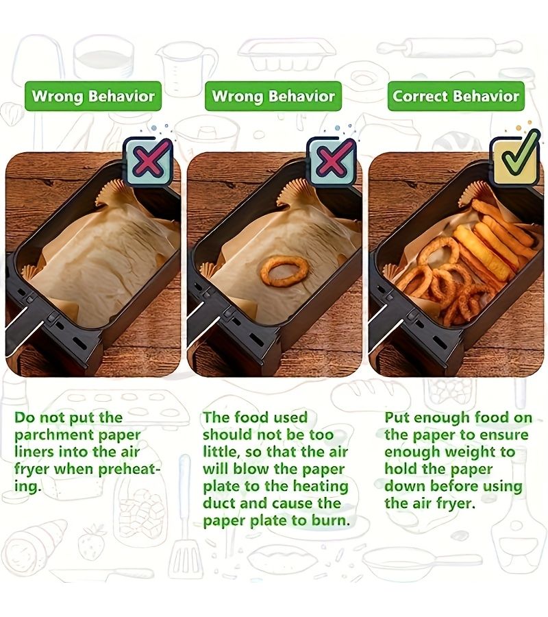 115pcs Rectangle Air Fryer Baking Paper Nonstick Disposable for Dual Layer Fryers - Image 5