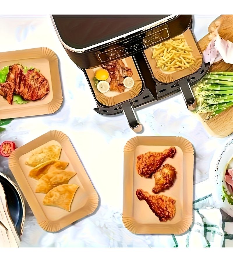 115pcs Rectangle Air Fryer Baking Paper Nonstick Disposable for Dual Layer Fryers - Image 2