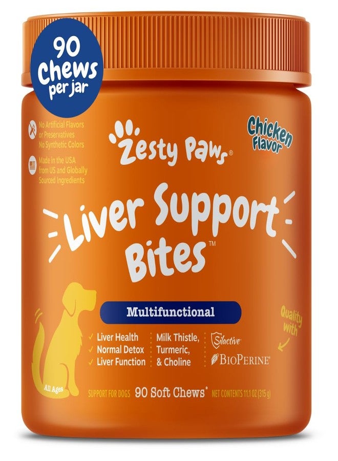 Zesty Paws Liver Support Supplement for Dogs - with Milk Thistle Extract, Turmeric Curcumin, Choline - Soft Chew Formula - for Dog Liver Function - Image 1