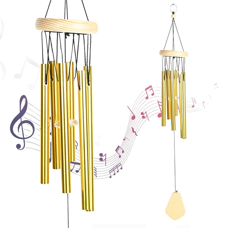 Hindcraft Wind Chimes for Home Balcony and Living Room Home Dcor Gift Items Hanging Decoration and Showpieces for Positive Energy Housewarming Gifts and Wall Dcor Gold 6Pipe - Image 1