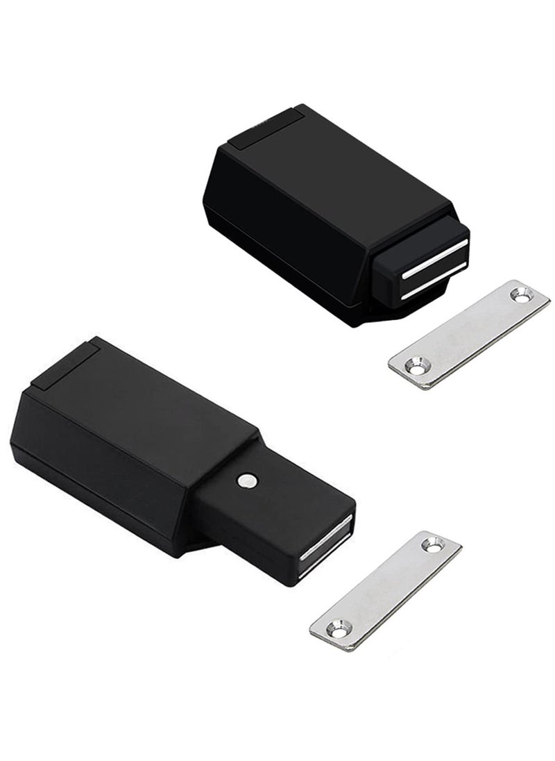 Heavy Duty Door Rebounder, Push to Open Cabinet Hardware 2 Pack Magnetic  for Hidden Door Touch Latches and Catch Magnet Push Release Drawer Pull Tip on RV Closet Close Strong Pop Out, Black - Image 1