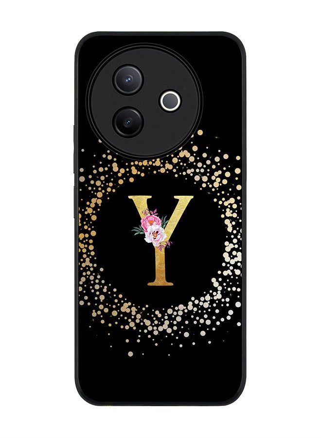 Stylizedd For Vivo Y39 5G / vivo Y300i 5G Case,Slim fit Camera Protection, Shockproof Thin Phone cover  - Custom Monogram Floral - Y ( Black ) - Image 1