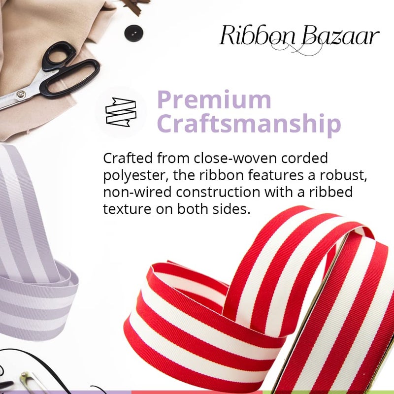 Ribbon Bazaar شريط ريبون بازار ذو خطوط أحادية من قماش جروجرين مع نسيج مضلع - شريط بوليستر 100% لتغليف الهدايا، ديكور المنزل، باقات الزهور، تزيين الكعك والمزيد - 1-1/2 بوصة أسود 20 ياردة - Image 4