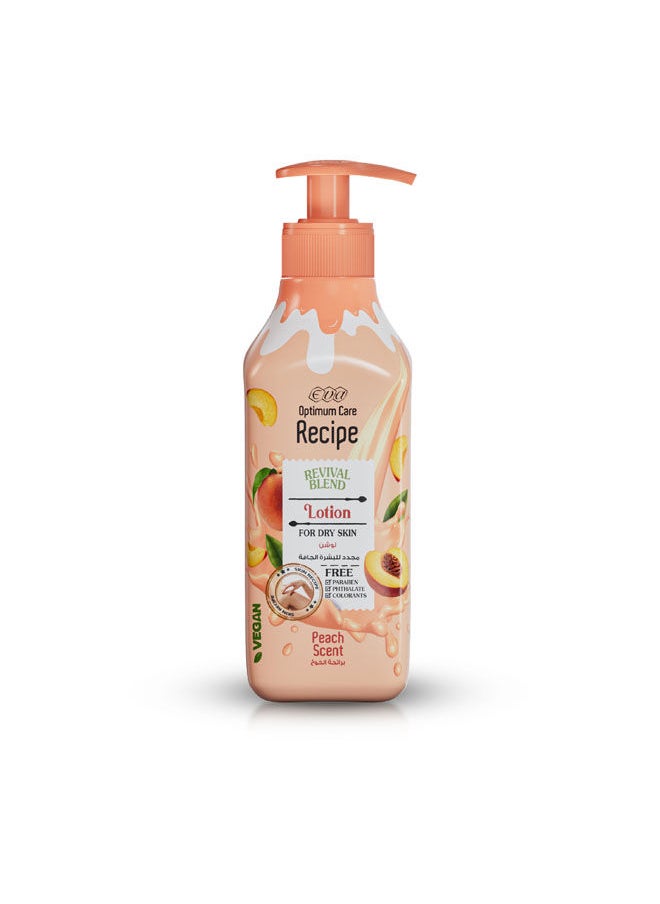 Eva Optimum Care Recipe Revival Blend Lotion For Dry Skin Peach Scent 