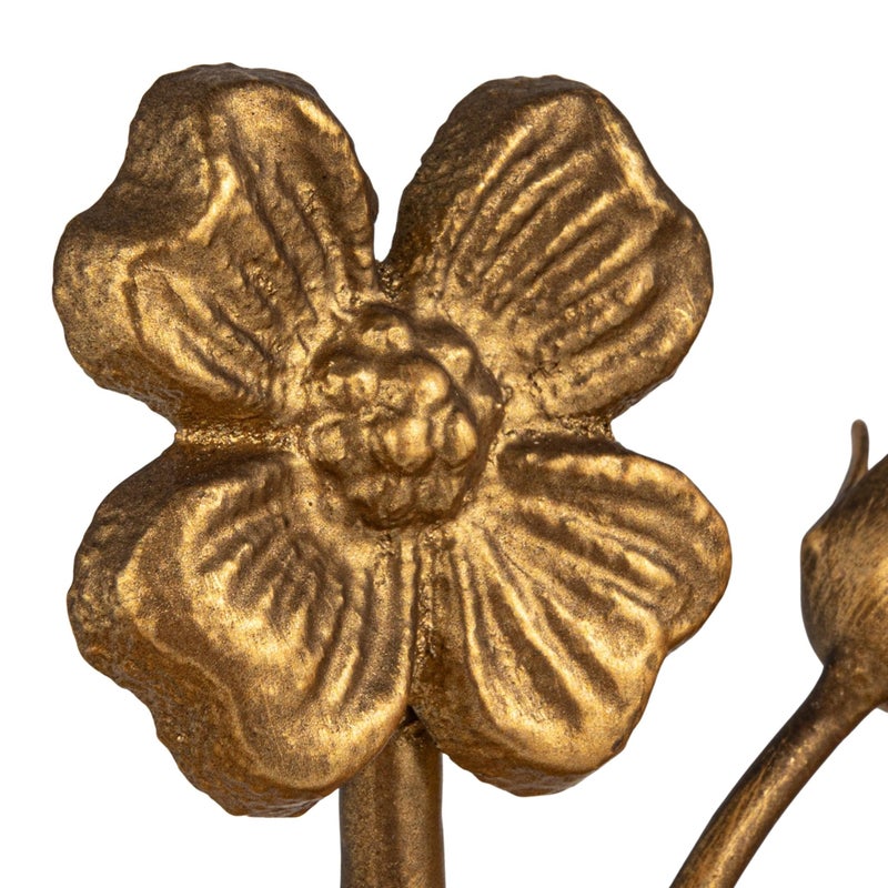 Creative Co-Op 2-Piece Cast Metal Flower Bookends, Gold Finish - Image 5