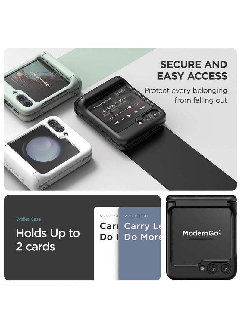 VRS Design Terra Guard Modern Go Z Flip 5 Case Cover Wallet with [Hinge Protection] and [2 Card Holder] Slot - Matte Black  - Image 4